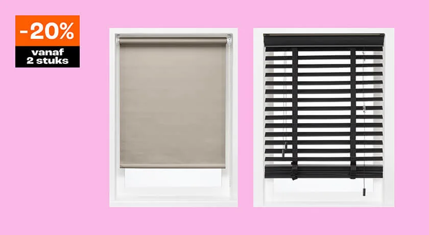 Alle kant en klaar raamdecoratie 20% korting vanaf 2 stuks