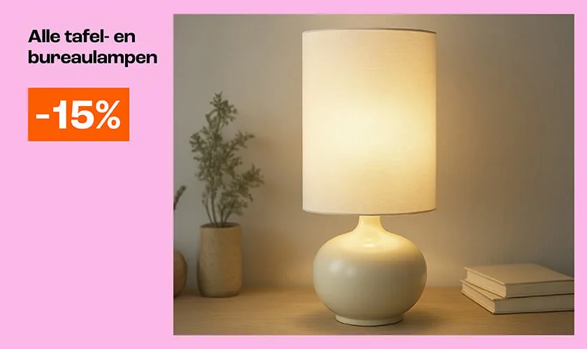 15% korting op tafel- en bureaulampen