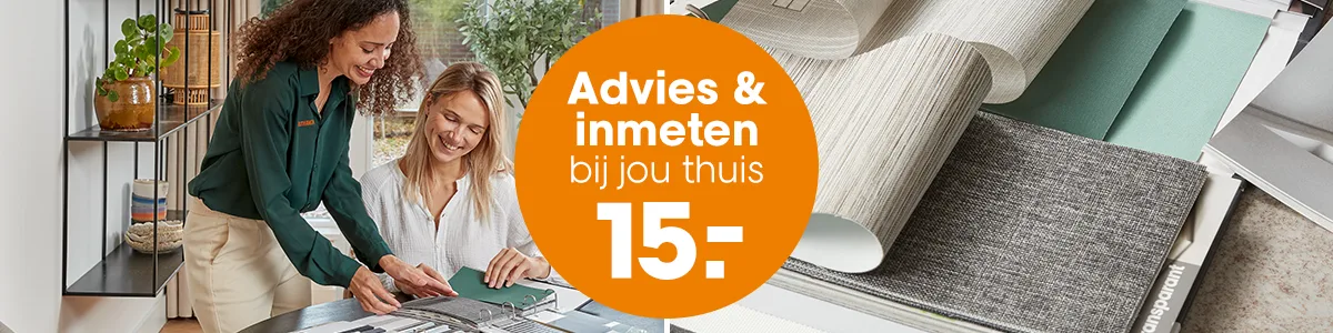 Headerbanner vaste prijs vanaf W26 - Alles over raamdecoratie - Laten doen - Advies aan huis - NL