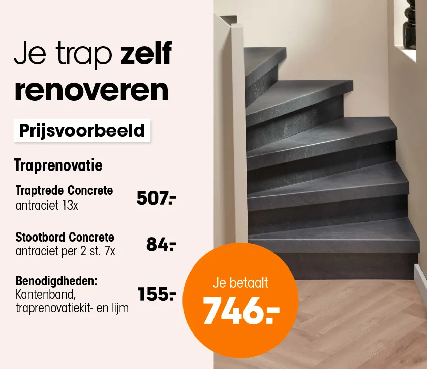 Prijsvoorbeeld traprenovatie - Zelf doen