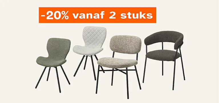 Diverse stoelen 20% korting vanaf 2 stuks