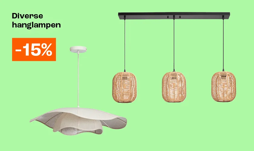 15% korting op alle hanglampen