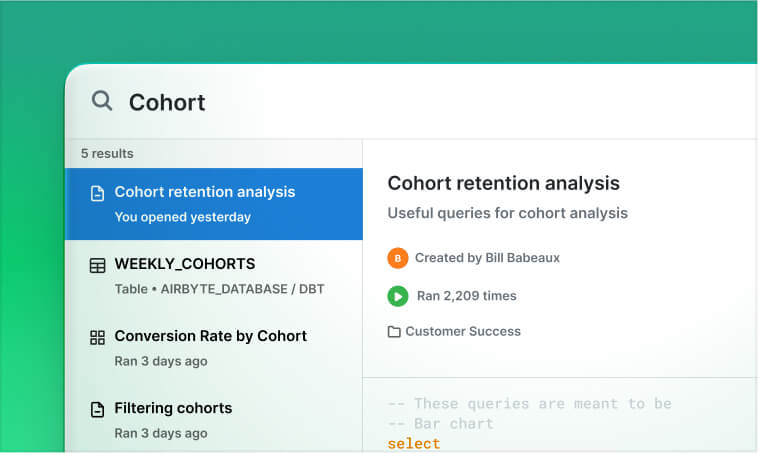 Queries and dashboards search