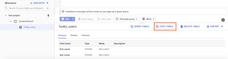 copy table bigquery ui