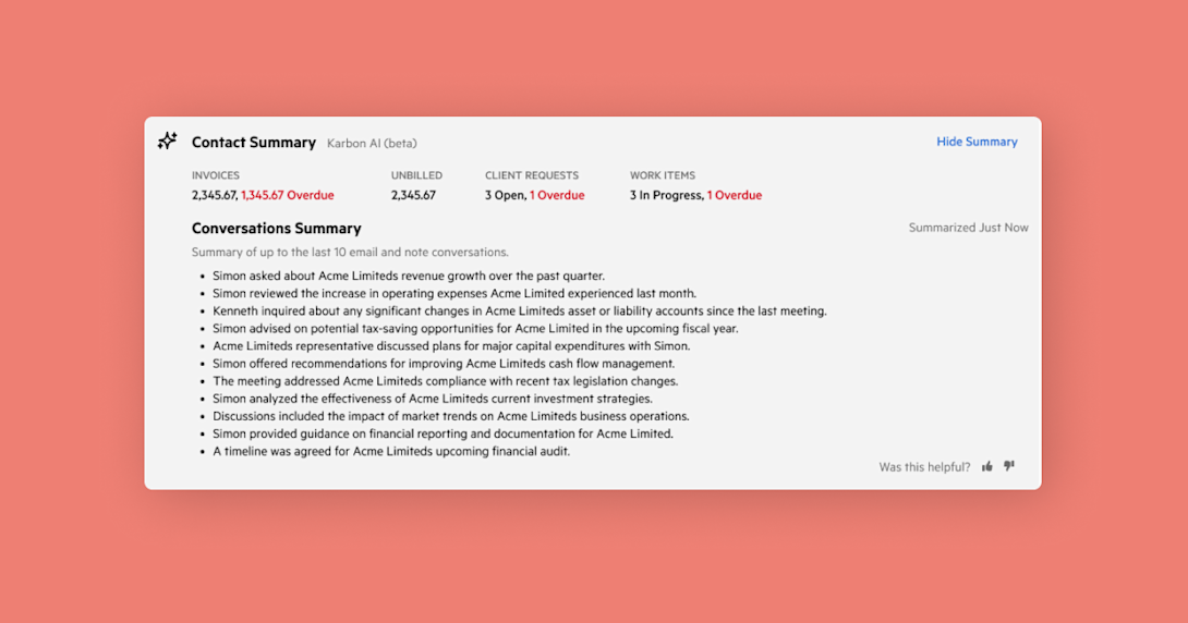Karbon Release Notes – AI client summaries, credit notes, and work bulk ...