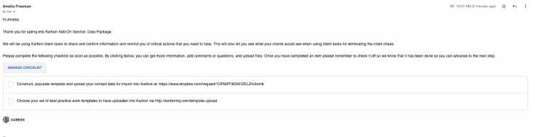 Example client portal onboarding email.