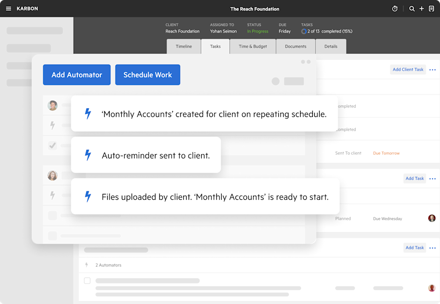 Karbon accounting practice management workflow automation
