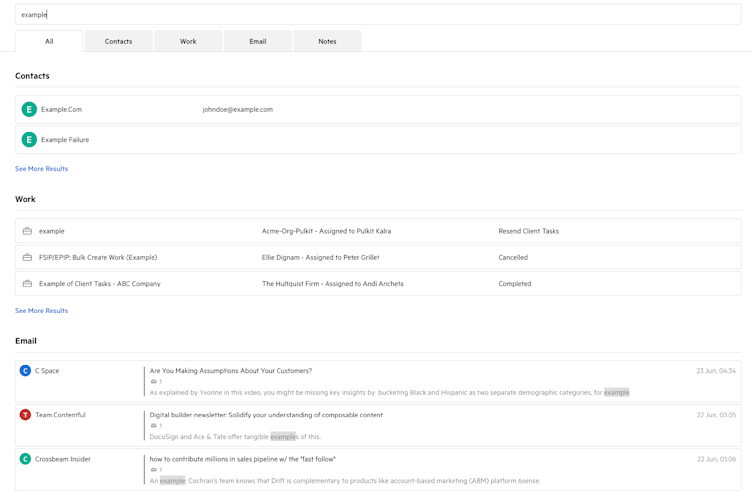 Global Search All view