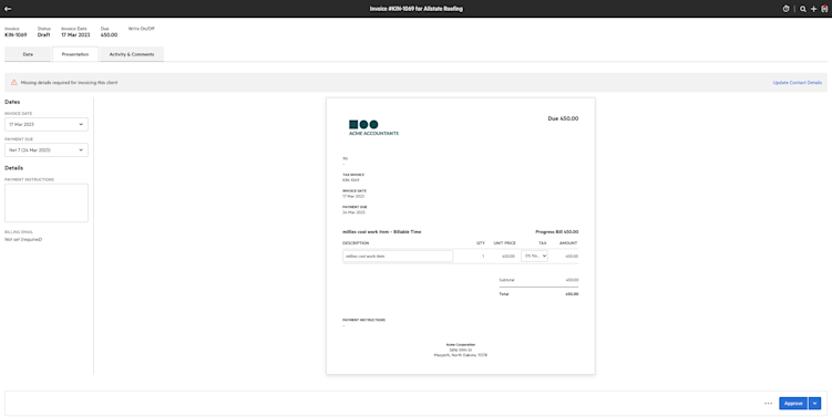 Invoice missing details