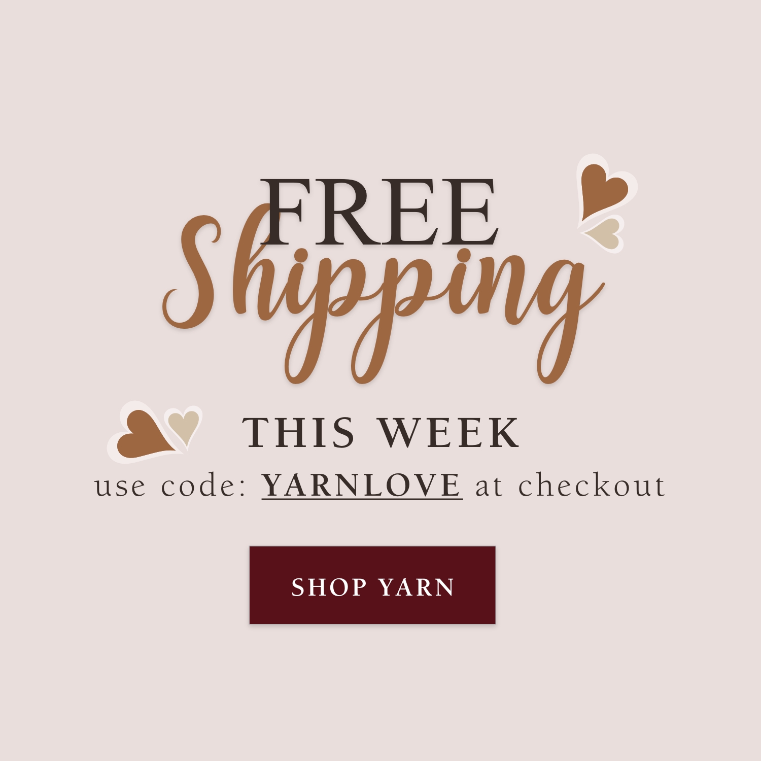 Knitrowan FREE Shipping Hero Banner mobile