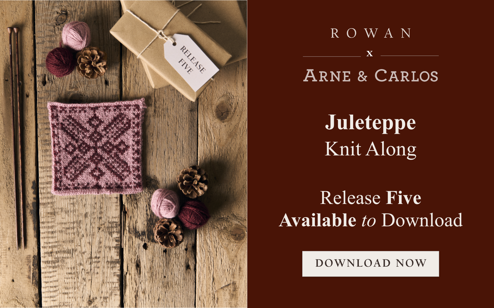 Knitrowan - Juleteppe KAL Release Five Download Hero Banner