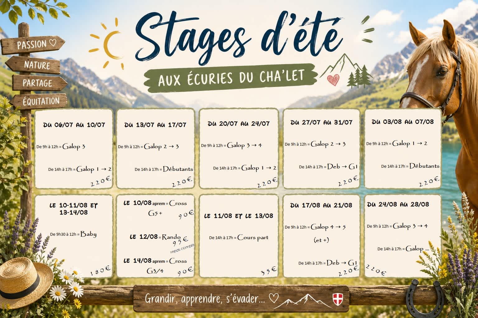 Stages été écuries Annecy - Epagny Stage vacances d'été à cheval pour niveaux débutants à confirmés ! Écuries du Cha'let