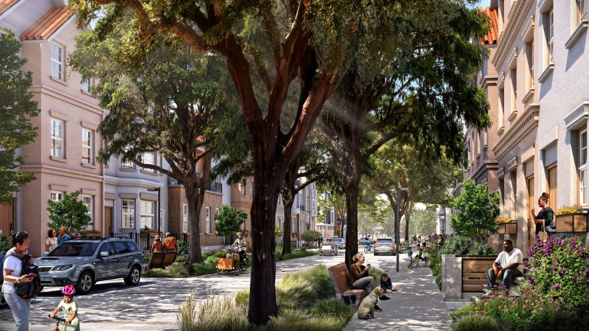 A neighborhood street in the new community in Solano County. 