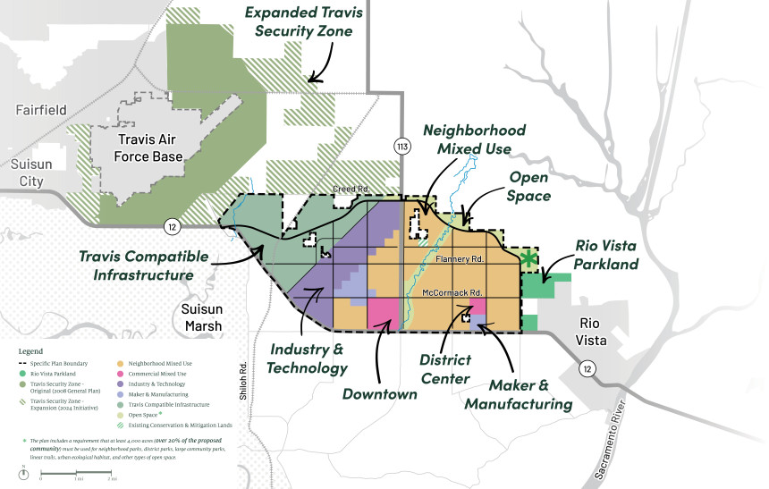 The zoning map from the voter initiative for the new community.