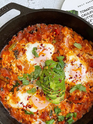 Image of Butternut Squash + Kale Shakshuka prepared.