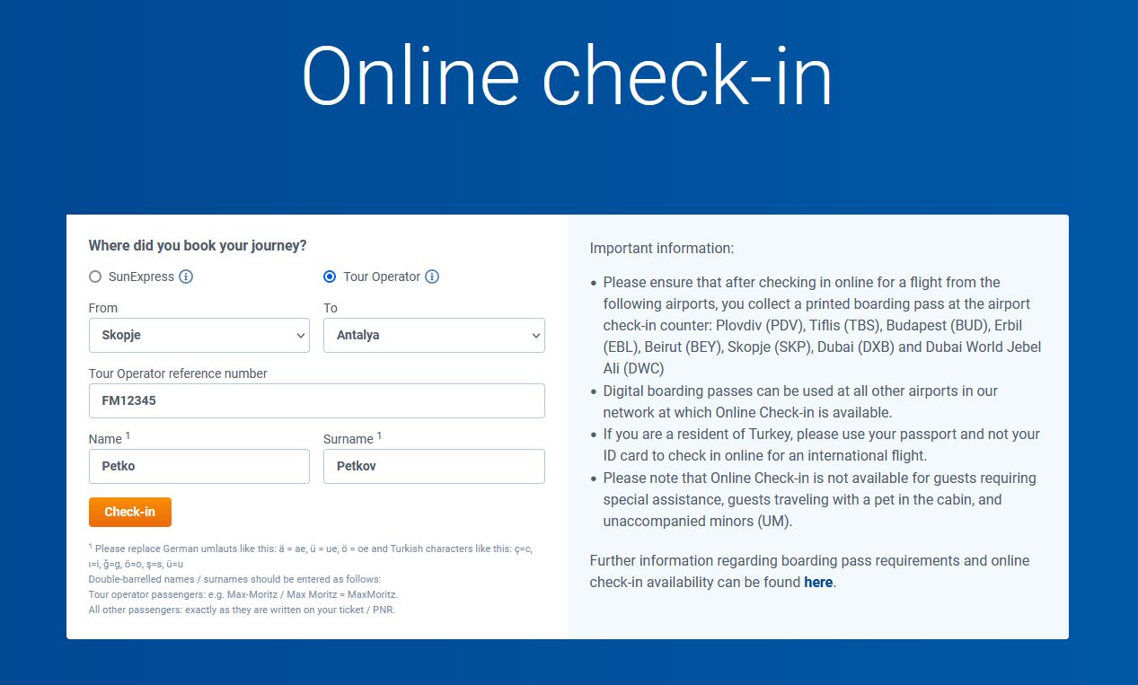 Online Check In