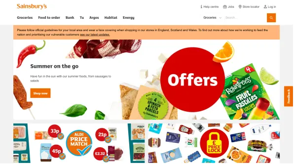 Sainsbury's Homepage 2020
