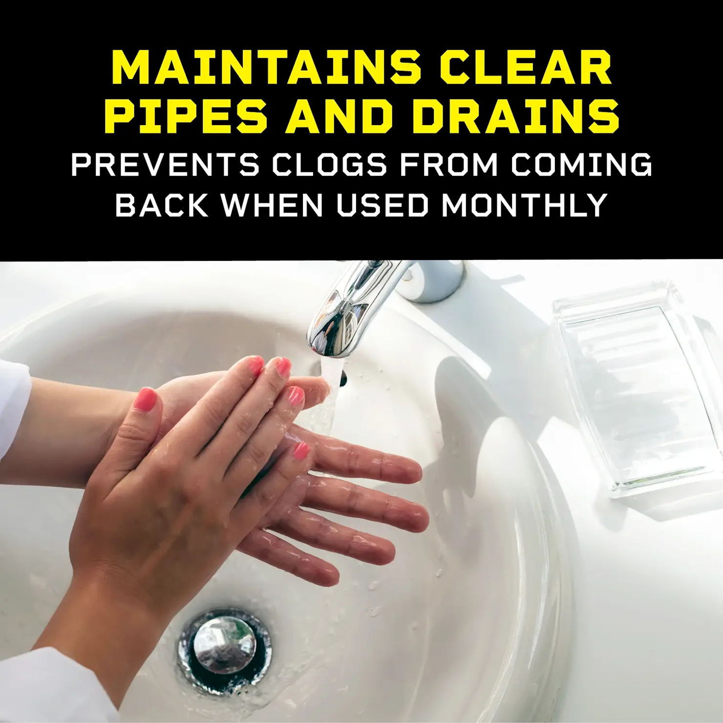 Pro-Strength Liquid Plumr™ Clog Destroyer maintains clear pipes and drains. It prevents clogs from coming back when used monthly.