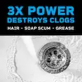 Liquid Plumr™ Pro-Strength Urgent Clog Eliminator's 3x power destroys clogs, hair, soap scum and grease.