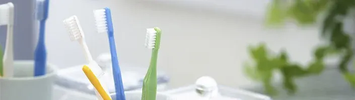 toothbrushes in a bathroom