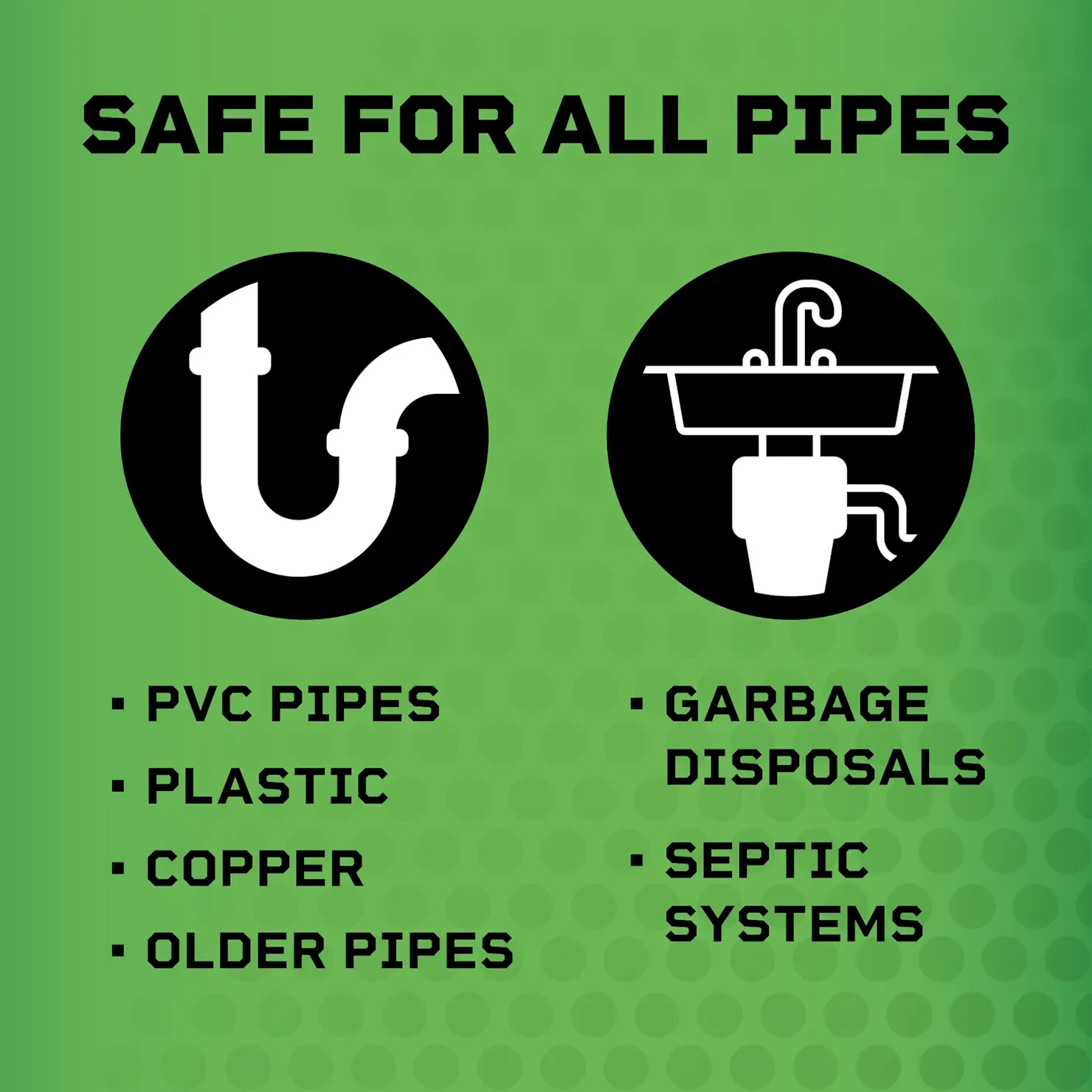 Liquid-Plumr™ Pro-Strength Hair Clog Eliminator is safe for all pipes