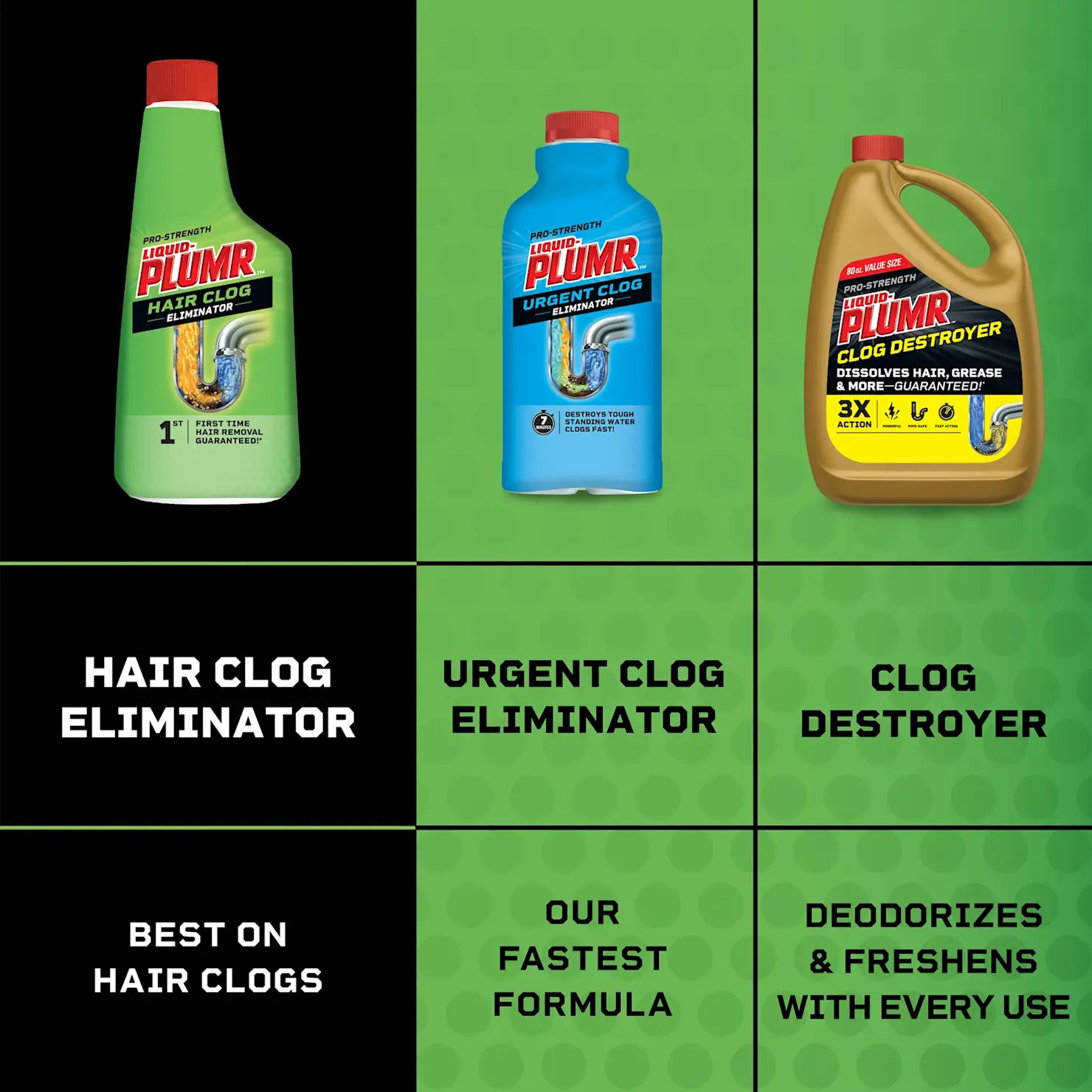 Liquid-Plumr™ Pro-Strength Hair Clog Eliminator is best on hair clogs