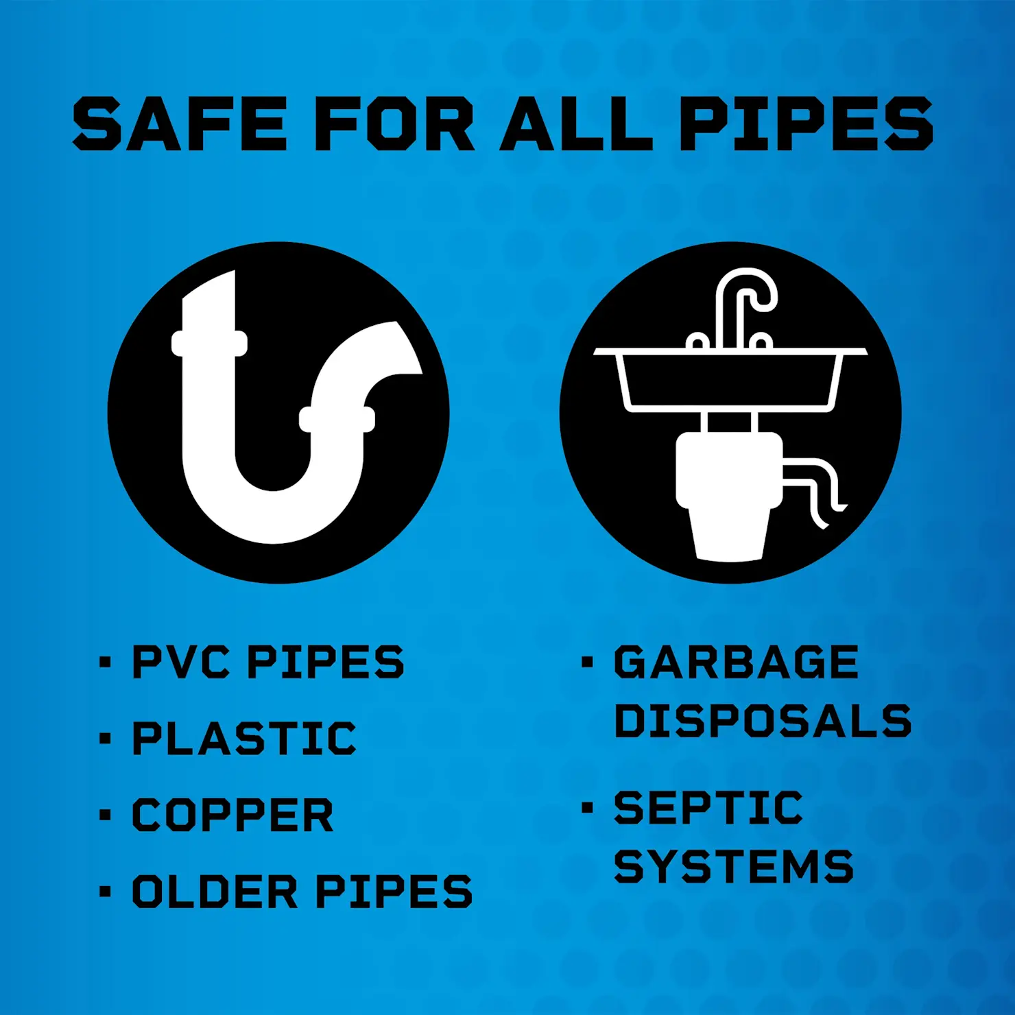Liquid Plumr™ Pro-Strength Urgent Clog Eliminator is safe for all pipes.
