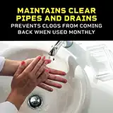Pro-Strength Liquid Plumr™ Clog Destroyer maintains clear pipes and drains. It prevents clogs from coming back when used monthly.