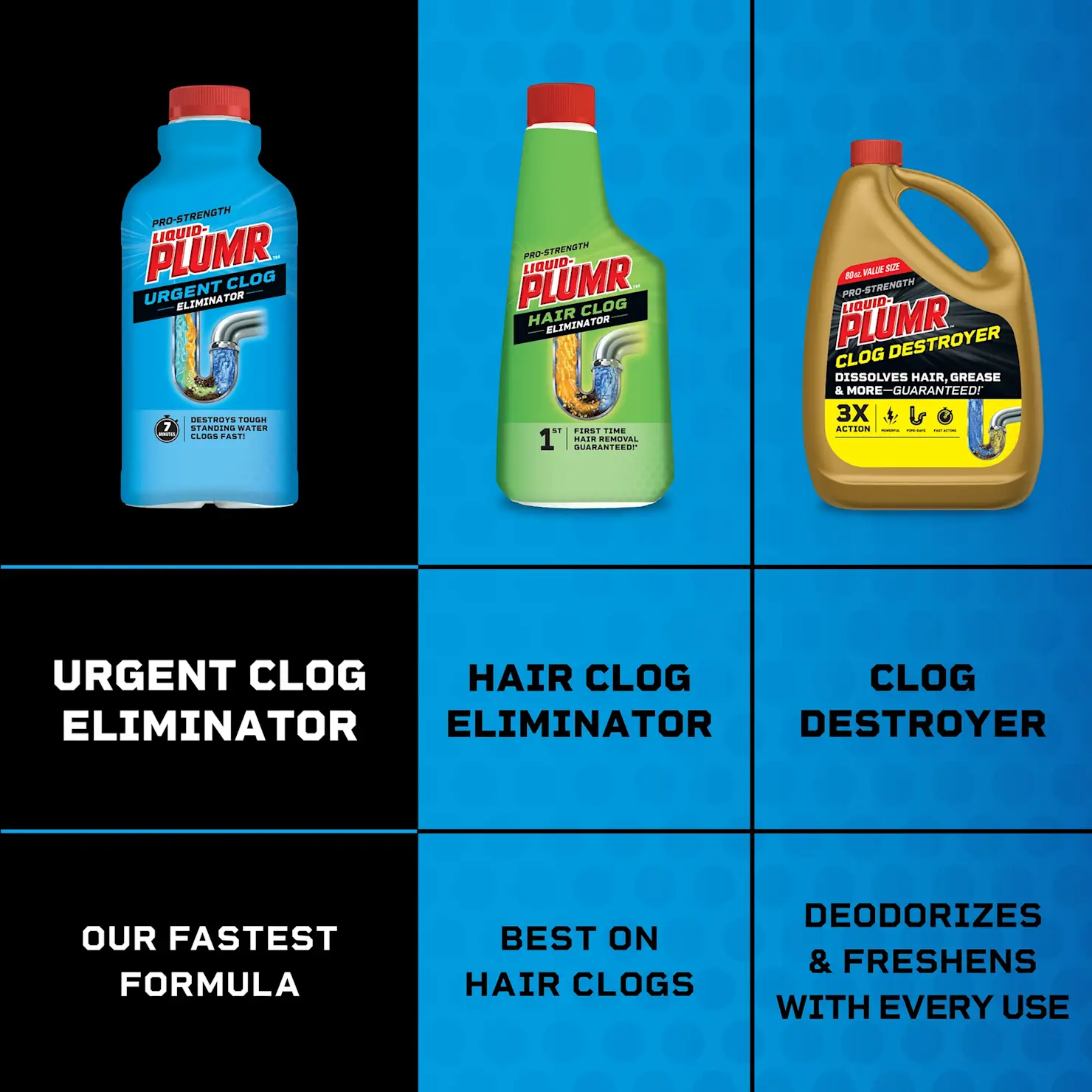 Liquid Plumr™ Pro-Strength Urgent Clog Eliminator is our fastest formula