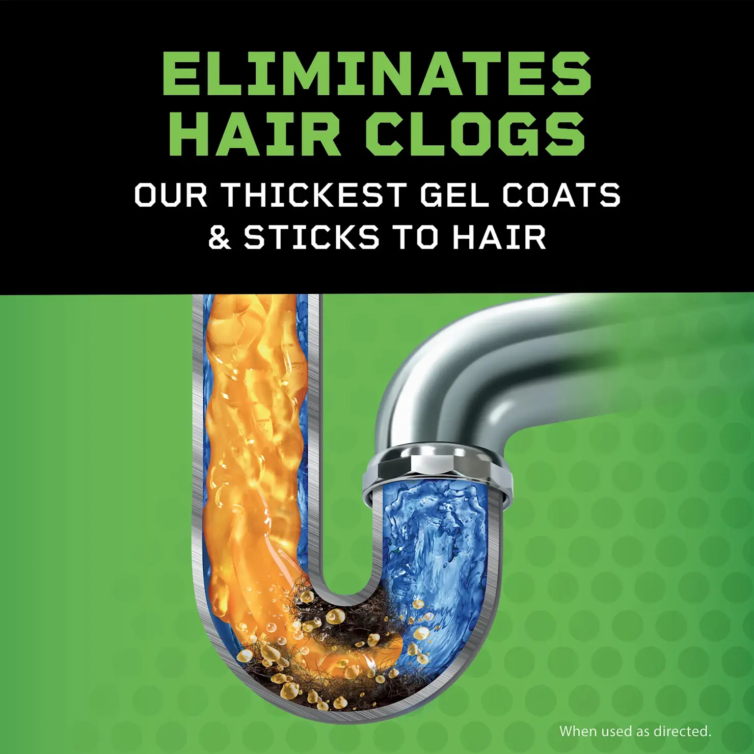 Pro-Strength Liquid Plumr™ Hair Clog Eliminator eliminates hair clogs. It's our thickest gel coat & sticks to hair.