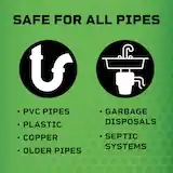 Liquid-Plumr™ Pro-Strength Hair Clog Eliminator is safe for all pipes