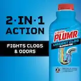 Liquid Plumr™ Pro-Strength Urgent Clog Eliminator 2 in 1 action. Fights clogs & odors.