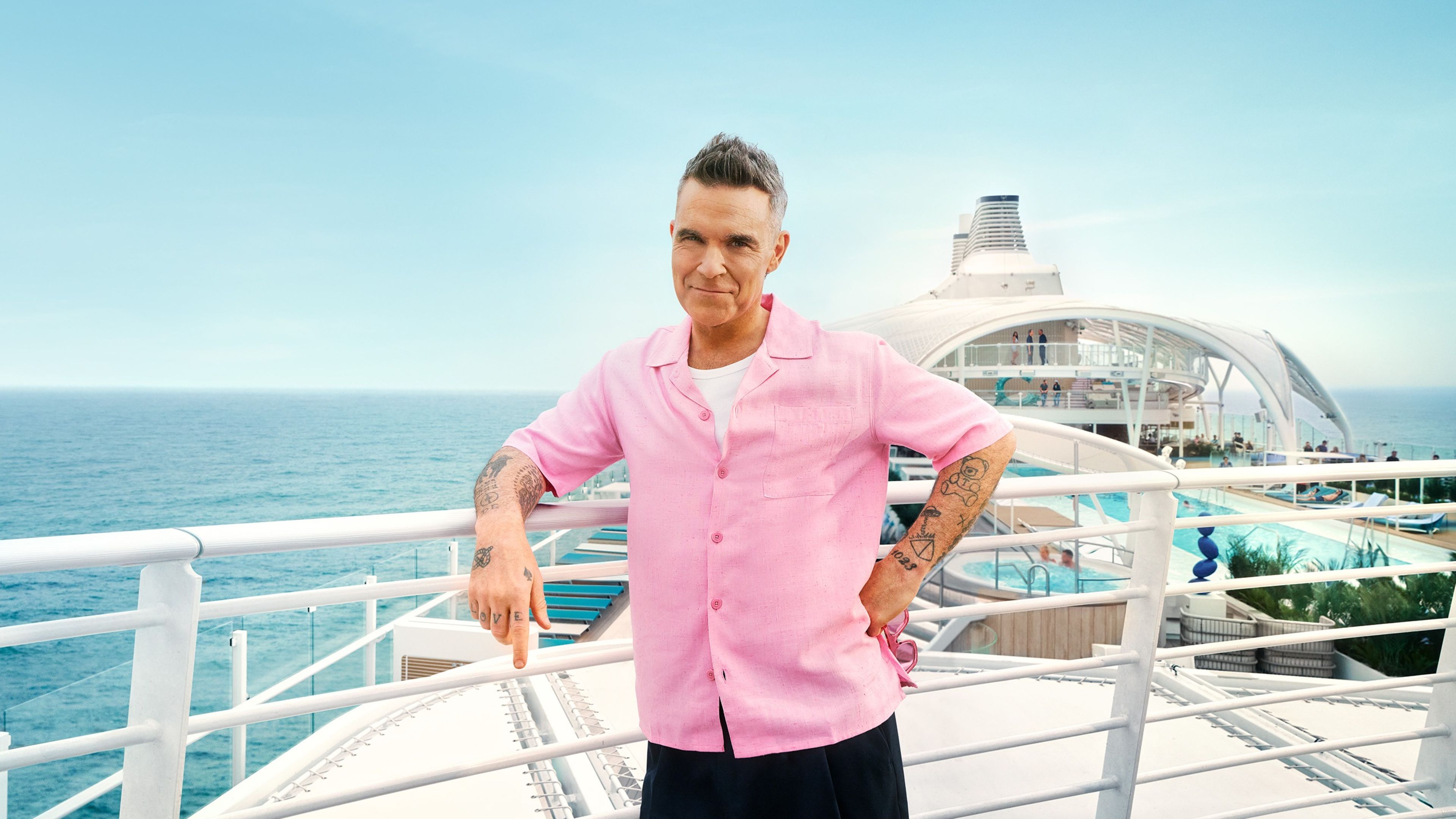 Robbie Williams is the official feel-good ambassador of the new Mein Schiff Relax Mein Schiff Relax promises to take the unmistakable Mein Schiff feeling to a whole new level. A concept that has even convinced the international artist Robbie Williams, who discovered Mein Schiff Relax for himself.