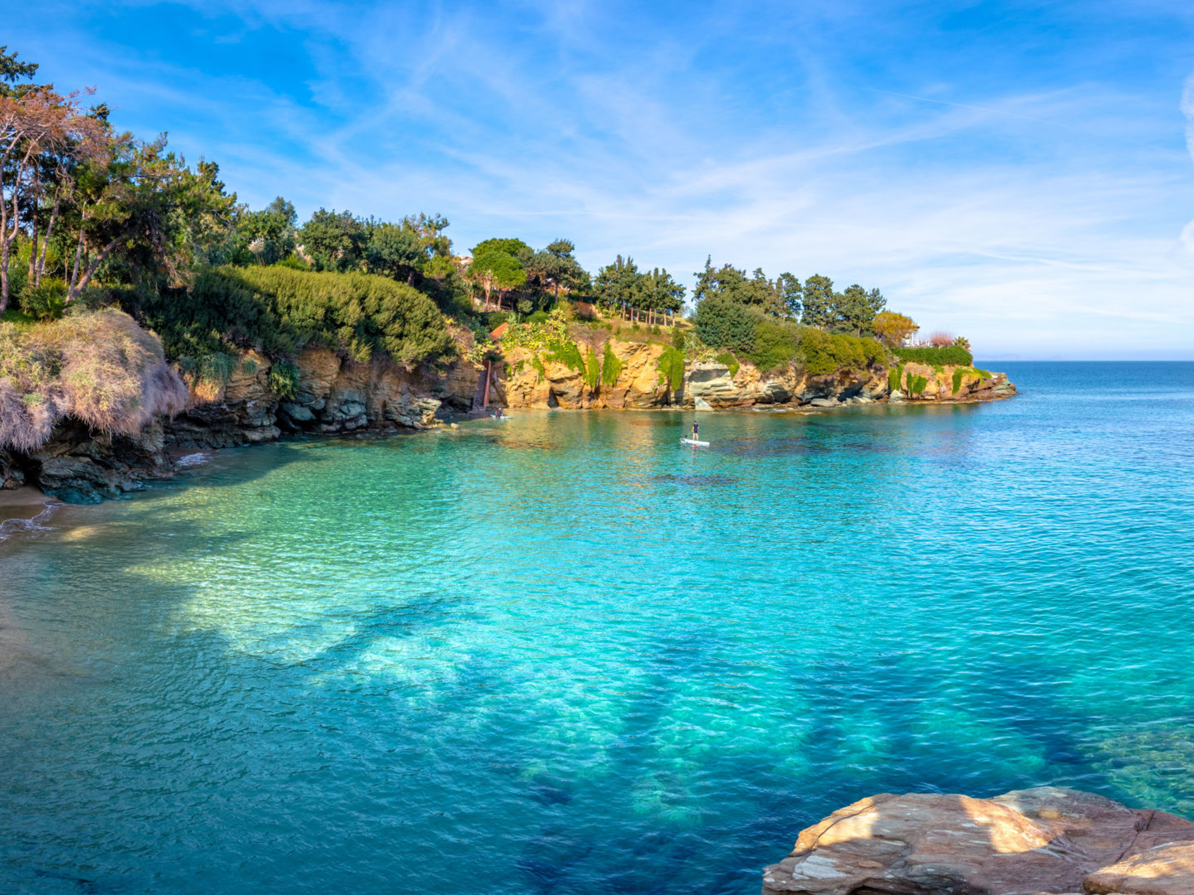 Destinationsmotiv Kreta Griechenland Das kleine Dorf mit den einzigartigen Stränden und dem berühmten Ferienort Agia Pelagia, Heraklion, Kreta, Griechenland