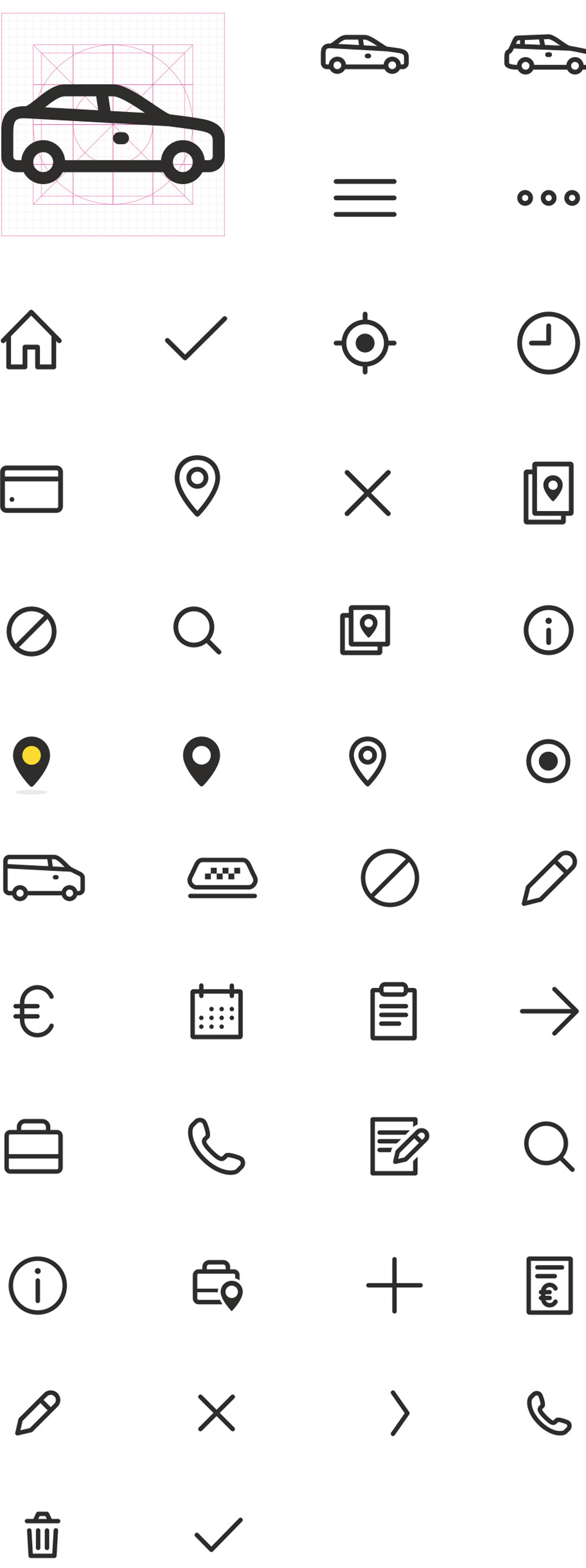We created a fully customized icon set for Taksini which was converted into a font for easy implementation.