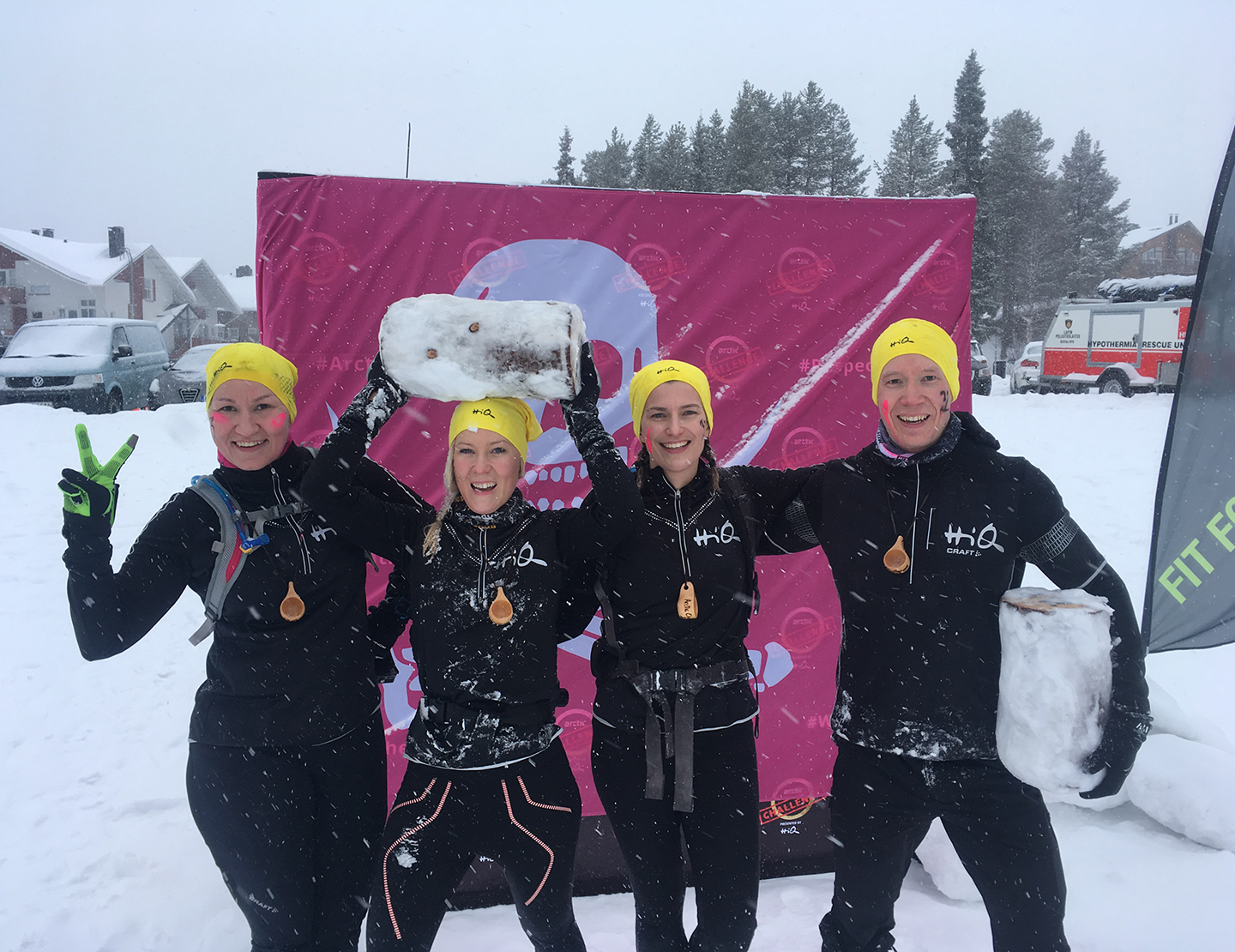 HiQ:n joukkue Levin Arctic Challengessa, johon Hikuli järjestää osallistumisen kaksi kertaa vuodessa.