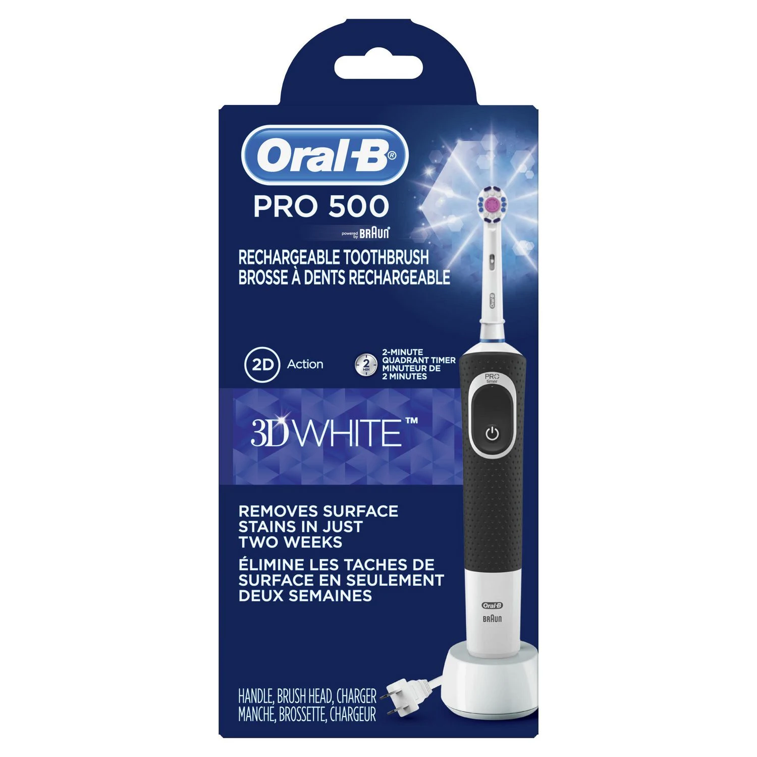 Oral-B PRO 500 3D White Power Rechargeable Electric Toothbrush