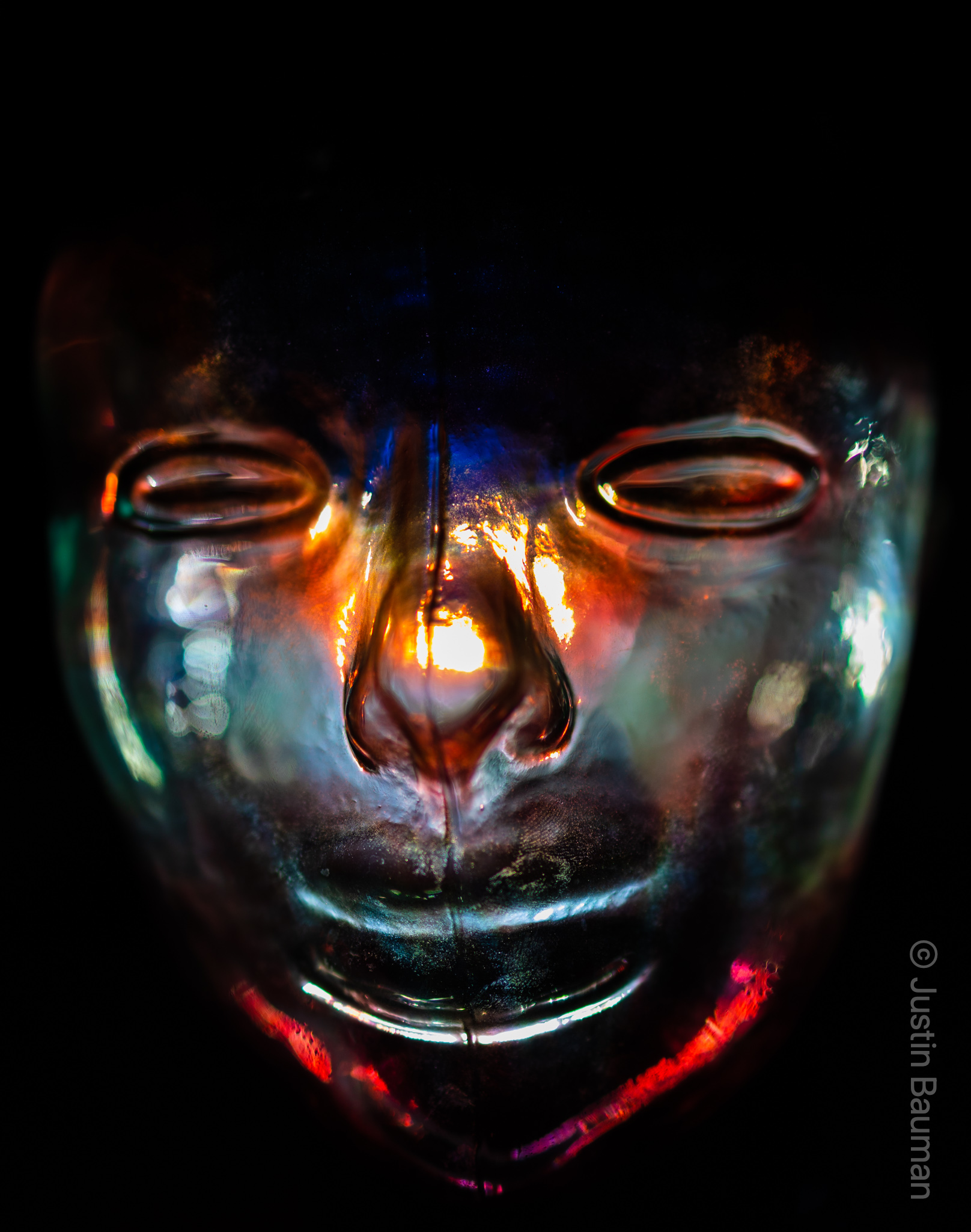 Got a new projector, and was messing around with shining light through a glass face.