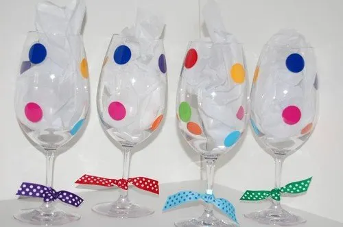 polka dot wine glasses
