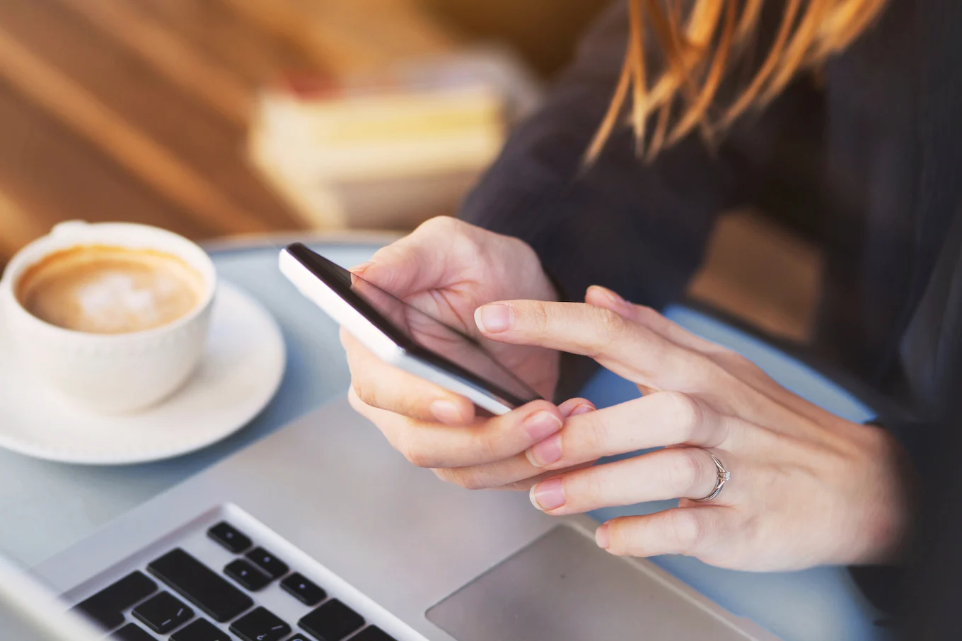 woman using app on phone