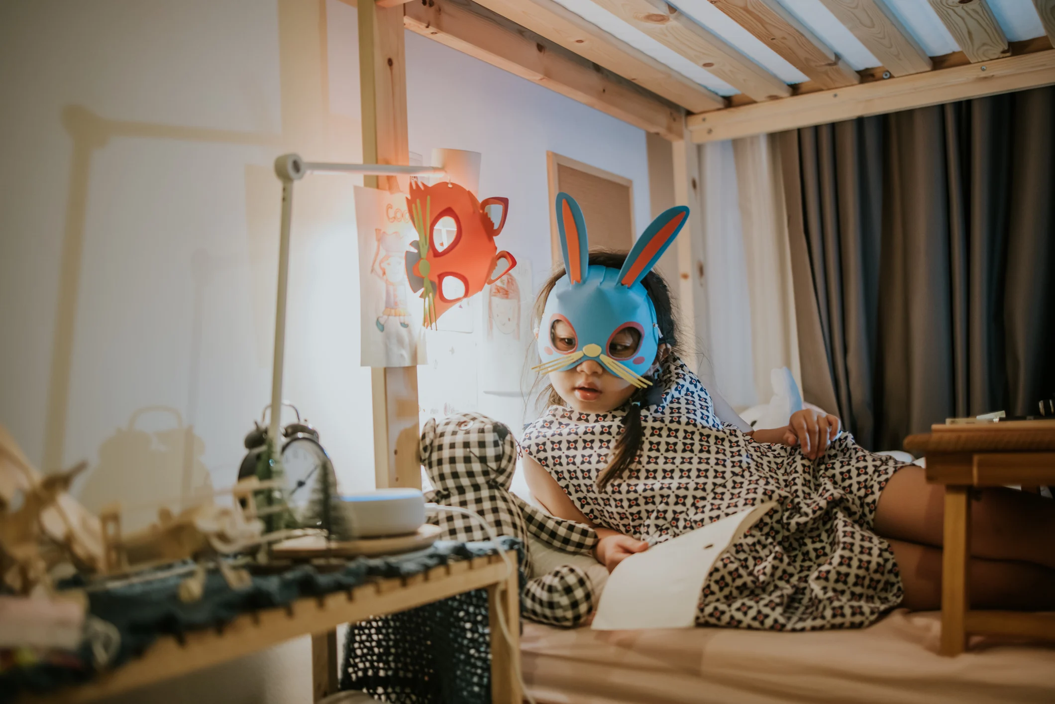 little girl in mask