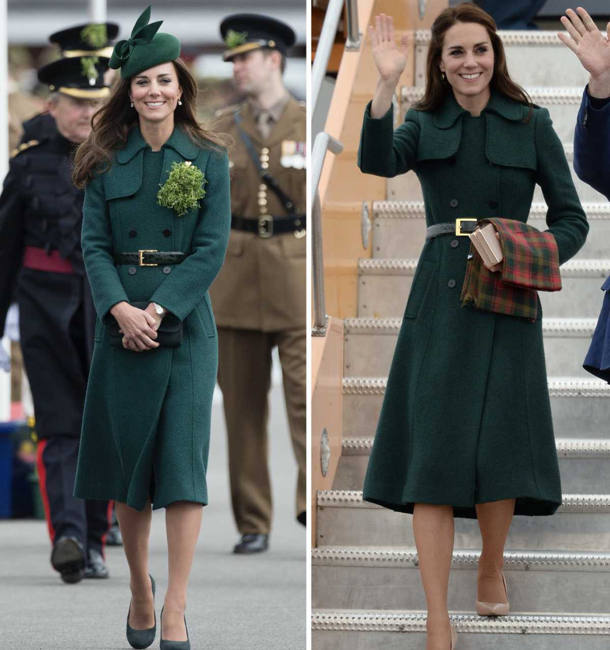 Kate Middleton green coat side by side