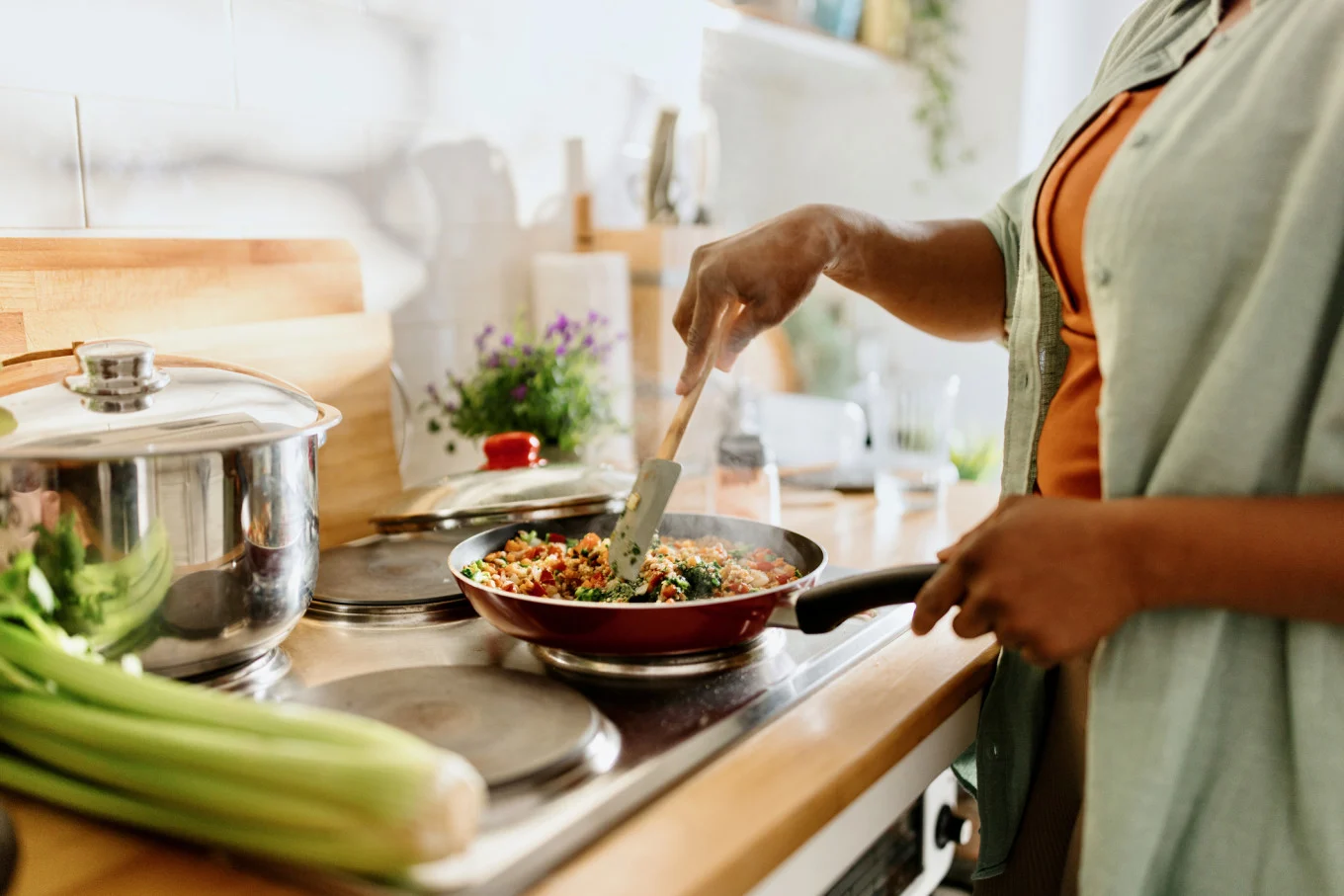 woman cooking a meal