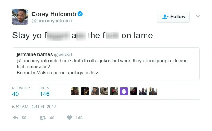 Corey Holocomb tweet