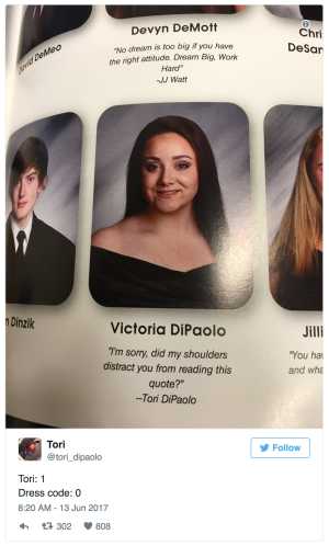 Teen's Yearbook Quote Is the Ultimate Clapback to School Dress Codes ...