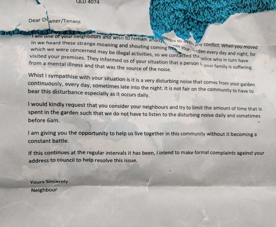 Letter from neighbor