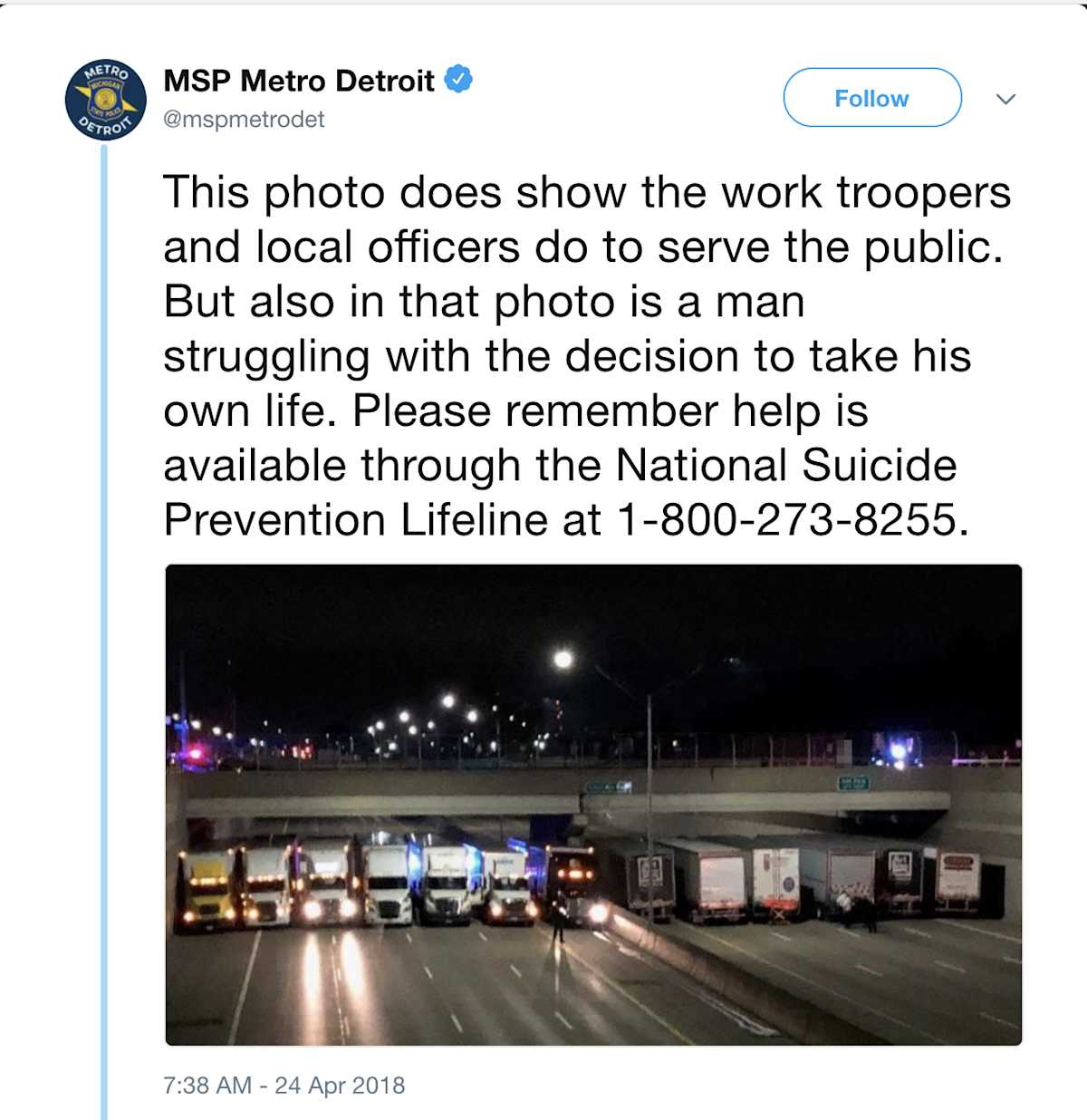 13 Semi Trucks Line Up Under a Bridge to Save a Suicidal Man | CafeMom.com