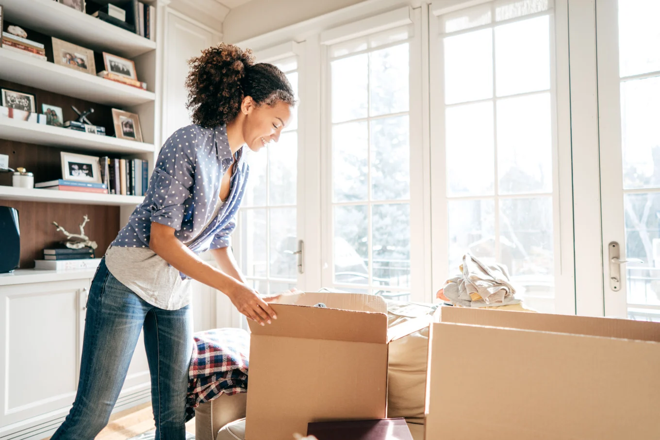 woman organizing house