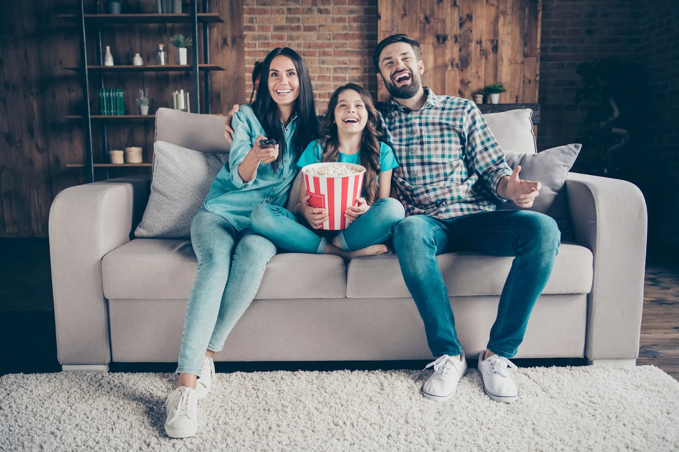 family watching tv together