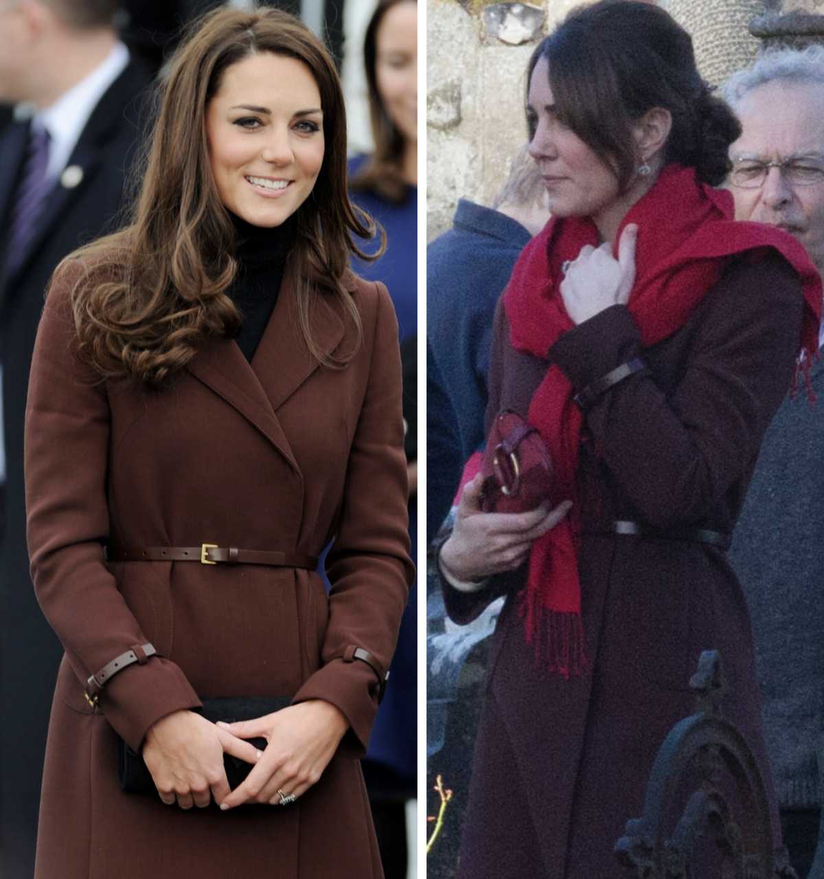 Kate Middleton brown coat side by side